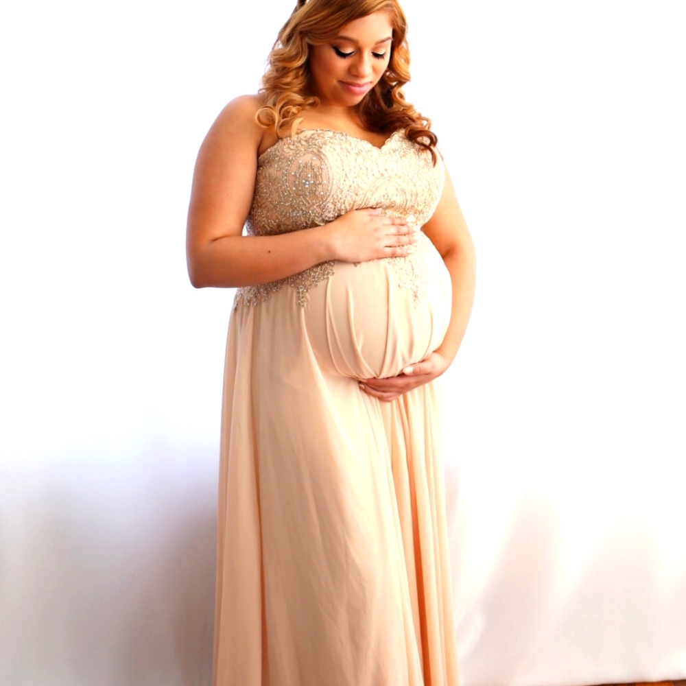 Tan and Gold Formal Dress
